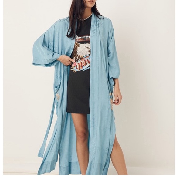 Spell Atrium Embroidered Maxi Robe Sapphire - Picture 3 of 10